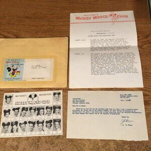 MICKEY MOUSE CLUB MOUSEKETEERS POSTCARD BIOGRAPHIES LETTER